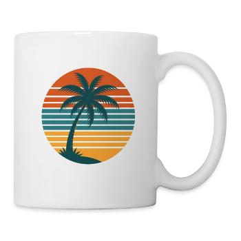 Retro Sunset with Palm Tree – Vintage 70s - Mug - white - Right