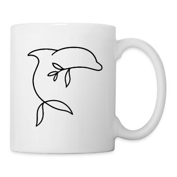 Dauphin minimaliste avec nageoire foliaire - Mug blanc - blanc - Droite