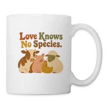 Love Knows No Species Vegan Animal Rights Retro - Mug - white - Right