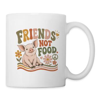 Friends Not Food Pig Vegan Rétro - Mug blanc - blanc - Droite