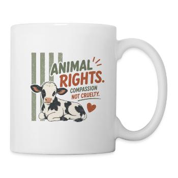 Animal Rights Calf Vegan Animal Rights Retro - Mug - white - Right