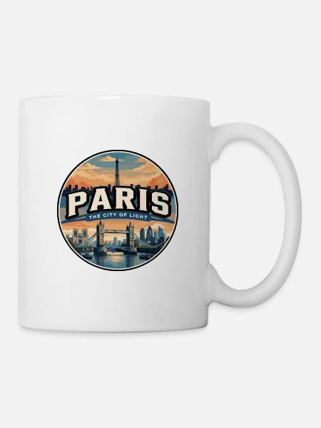 Retro Pariser Eiffelturm-Reiseabzeichen - Tasse - Weiß