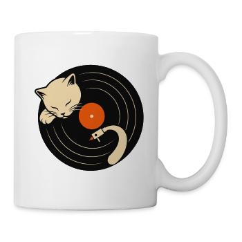 Cat DJ sur disque vinyle - Mug blanc - blanc - Droite