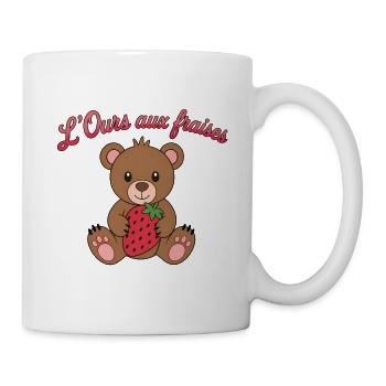 L'ours aux fraises - Mug blanc - blanc - Droite