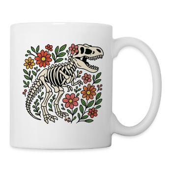 T Rex Skeleton with Flowers - Mug - white - Right