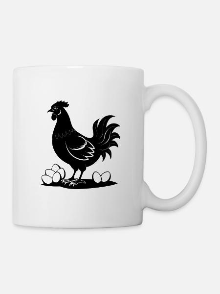 Huhn mit Eiern - Tasse - Weiß