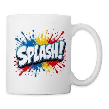 Comic lettering with splashes of paint – Pop Art Sty - Mug - white - Right