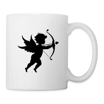 Cupid Silhouette With Bow Arrow - Mug - white - Right