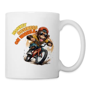 Monkey Riding BMX Bicycle Art - Mug - white - Right