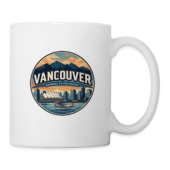Retro Vancouver Harbour Travel Badge - Mug - white - Right
