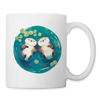 Otter Cute Valentine's Day Anniversary Wedding Anniversary Couple - Mug - white - Right