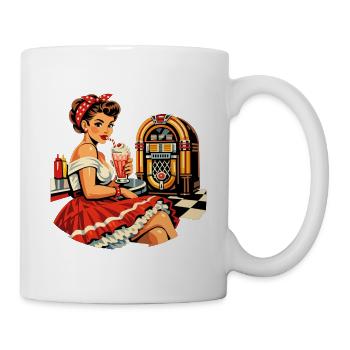 Pin-up de diner des années 50 : style rétro rockabilly - Mug blanc - blanc - Droite