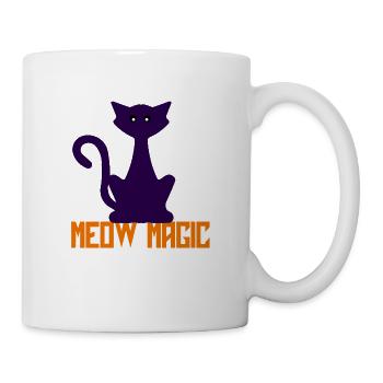 Miaou Silhouette du chat magique - Mug blanc - blanc - Droite