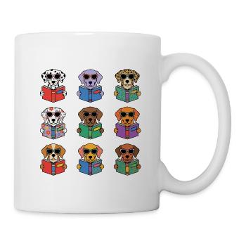 T-shirt Dogs Glasses Readers Gift Reading - Mug - white - Right