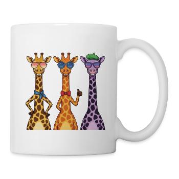 Funny Giraffe Sunglasses Shirt, Cute Animal Graphi - Mug - white - Right