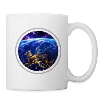Earth from space with neon ring - Mug - white - Right