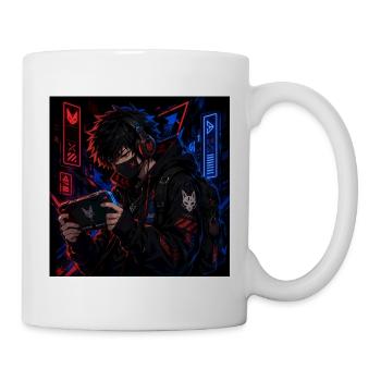 Neon Street Gamer im Anime-Stil - Tasse - Weiß - Rechts