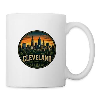 Cleveland The Forest City Retro Sunset Badge - Mug - white - Right