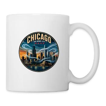 Emblème rétro de la skyline de Chicago The Windy City - Mug blanc - blanc - Droite