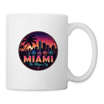 Miami Magic City Retro Sunset Palm Badge - Mug - white - Right