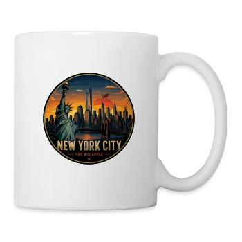 New York City Big Apple Retro Skyline Badge - Mug - white - Right