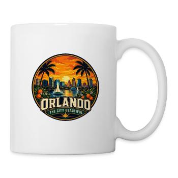 Insigne orange rétro de la belle ville d’Orlando - Mug blanc - blanc - Droite