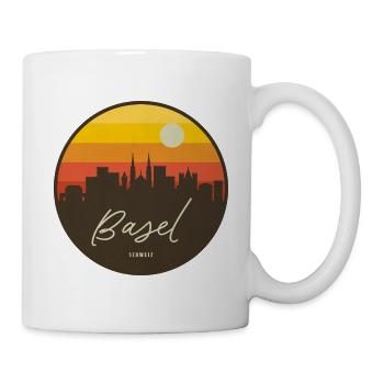 Basel Schweiz Skyline Sunset Design - Tasse - Weiß - Rechts