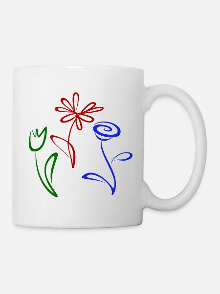 drei Blumen - Tasse - Weiß