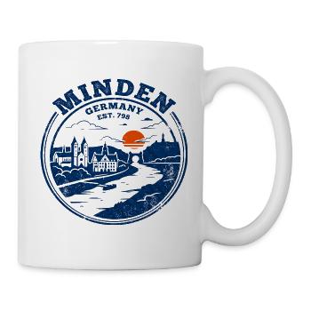 Vintage Minden Germany Circular Skyline Stamp - Mug - white - Right