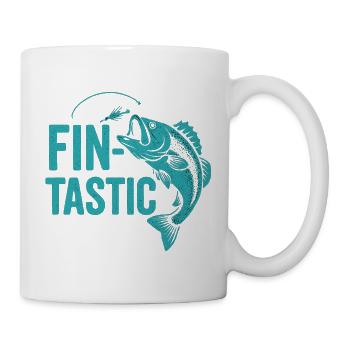 Fin-tastic! Funny Angler & Giant Fish Design - Mug - white - Right