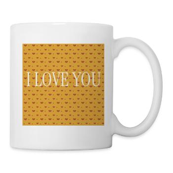 I Love You Orange Heart Pattern - Mug - white - Right