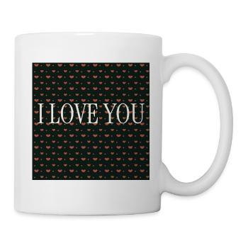 I Love You – Motif Cœurs Répétés - Mug blanc - blanc - Droite