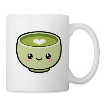 Tasse de thé matcha Kawaii avec cœur - Mug blanc - blanc - Droite