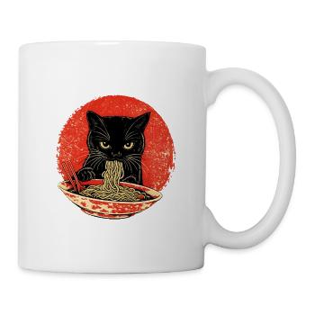 Cat Vintage – Black Cat with Noodles Japan - Mug - white - Right