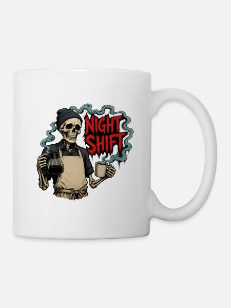 Night Shift Coffee – Barista Skeleton Night Shift - Mug blanc - blanc