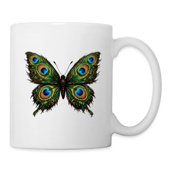 Butterfly with Peacock Feathers 1 - Mug - white - Right
