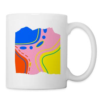 Abstraktes Farbfluss Kunstwerk - Tasse - Weiß - Rechts