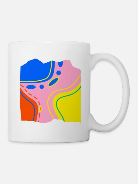 Abstraktes Farbfluss Kunstwerk - Tasse - Weiß