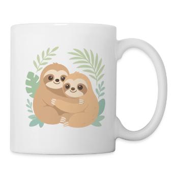 Cute Sloths: Cuddling in the Pastel Jungle - Mug - white - Right