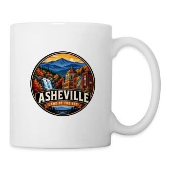 Asheville Land of the Sky Vintage Mountain Badge - Mug - white - Right