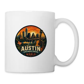 Austin Live Music Capital Retro Guitar Emblem - Mug - white - Right