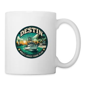 Emblème rétro du village de pêcheurs le plus chanceux de Destin - Mug blanc - blanc - Droite