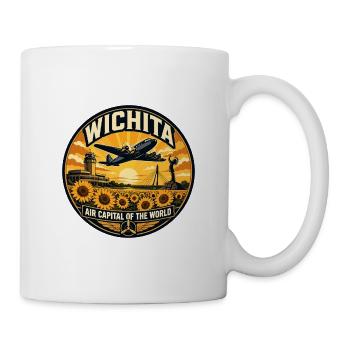 Wichita Air Capital Retro Aviation Badge - Mug - white - Right