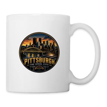Pittsburgh Steel City Retro Bridge Welding Badge - Mug - white - Right