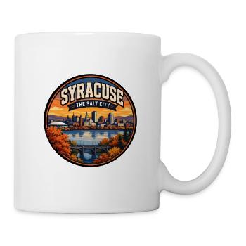Syracuse The Salt City Retro Lake Skyline Badge - Mug - white - Right