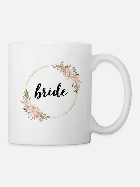 Goldener Blütenring mit Blumen - Tasse - Weiß