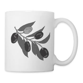 Grey olive branches - Mug - white - Right