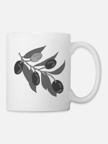 Graue Olivenzweige - Tasse - Weiß