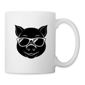 Cochon en lunettes de soleil - Mug blanc - blanc - Droite