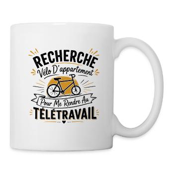 Télétravail, travail humour, humour de bureau - Mug blanc - blanc - Droite